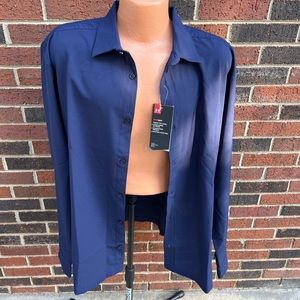 Under Armour Loose Heatgear Blue Long Sleeve Mens Dress Button Shirt XL